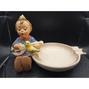 M.J. Hummel Goebel Joyful Ashtray #33 West Germany 3 1/2x6" TMK 3 Mandolin Bird